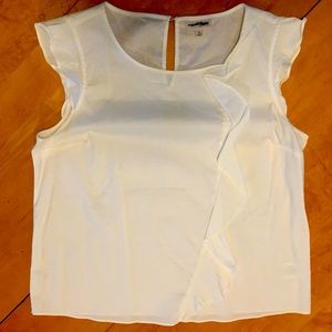 White ruffle blouse